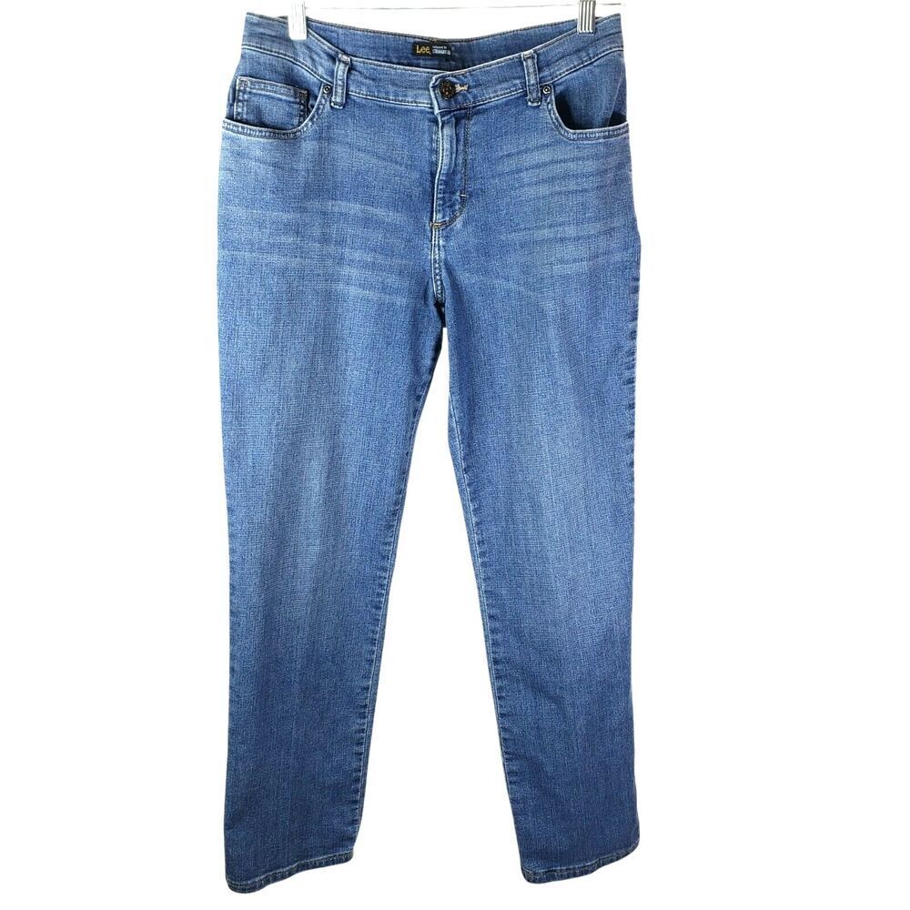 Lee Womens Jeans Size 10 Petite Straight Leg Relaxed Fit Medium Blue Demin 30x29
